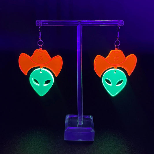 Space Cowboy Earrings UV Reactive