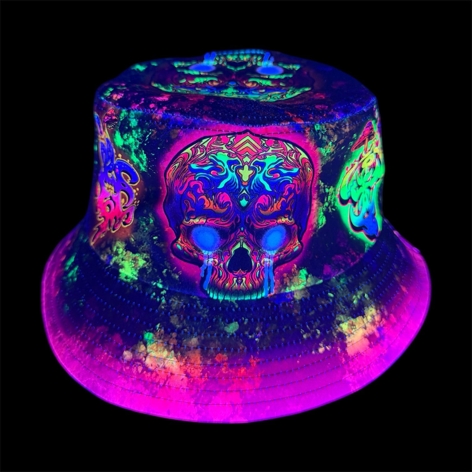 Skull bucket hat available in standard and large fits up to 26 inches (66cm) 