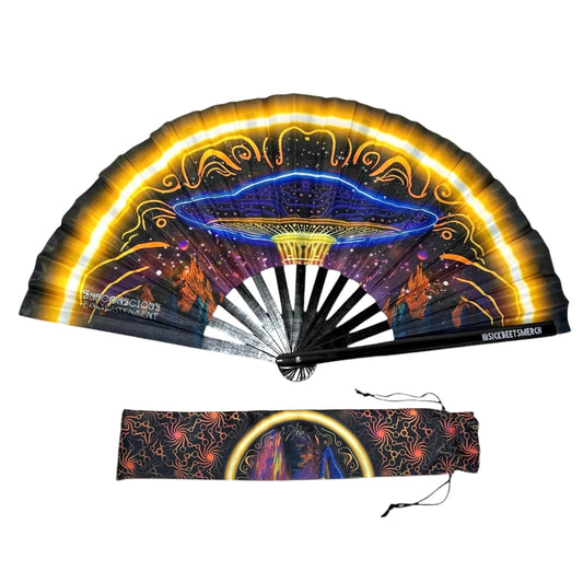 UFO rave fan UV reactive with sleeve holder